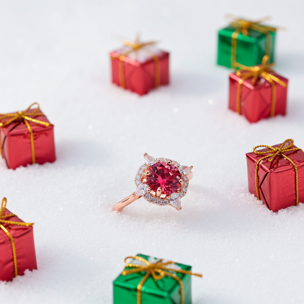 VVS1 Round Brilliant Cut 1 CT Red Moissanite Ring 6.5mm