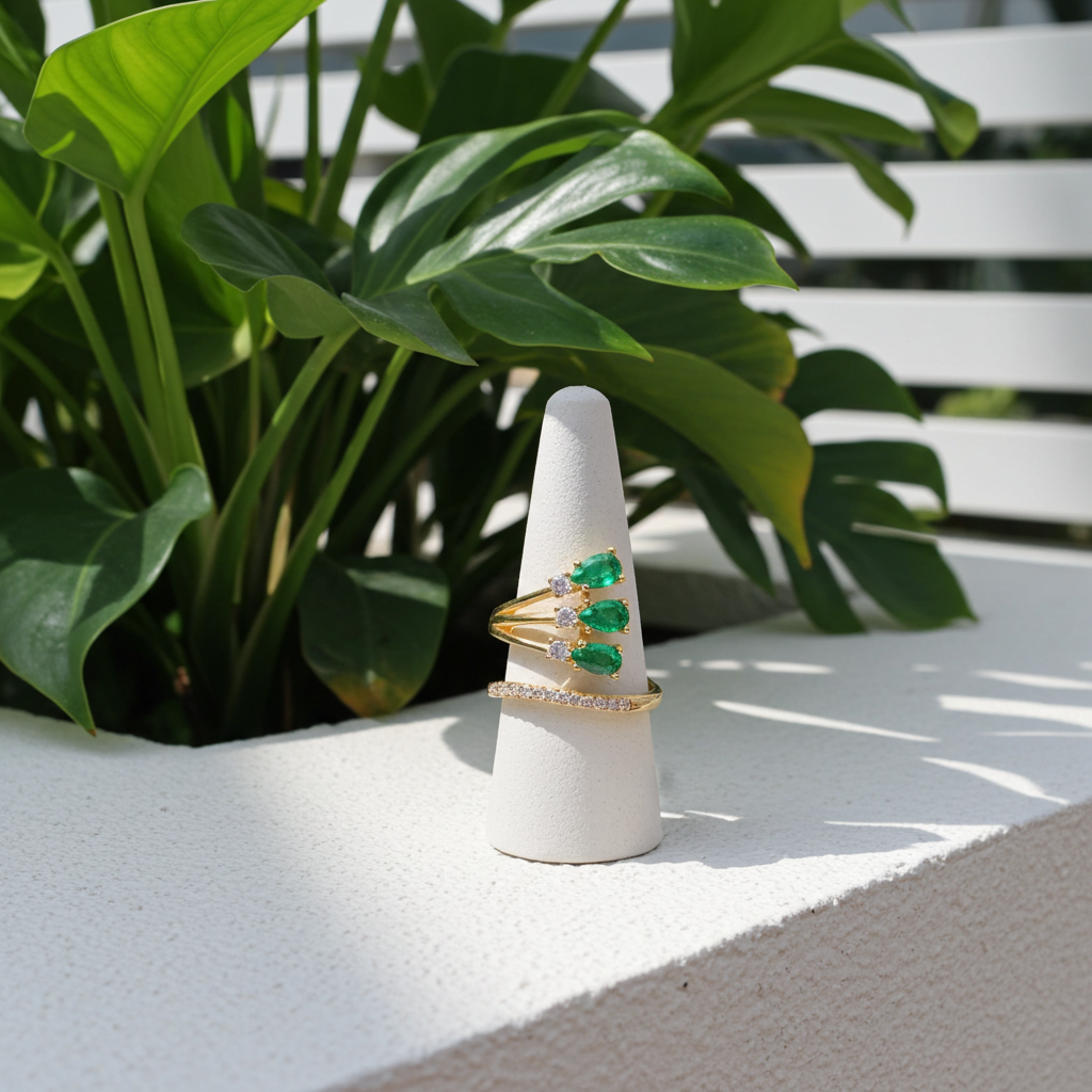 Natural Emerald Ring Sterling Silver 3x5mm, Women's Colombian Emerald Ring's