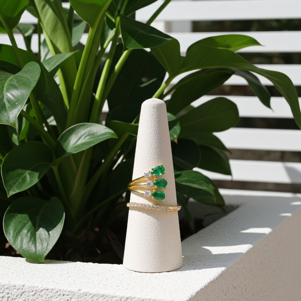 Natural Emerald Ring Sterling Silver 3x5mm, Women's Colombian Emerald Ring's