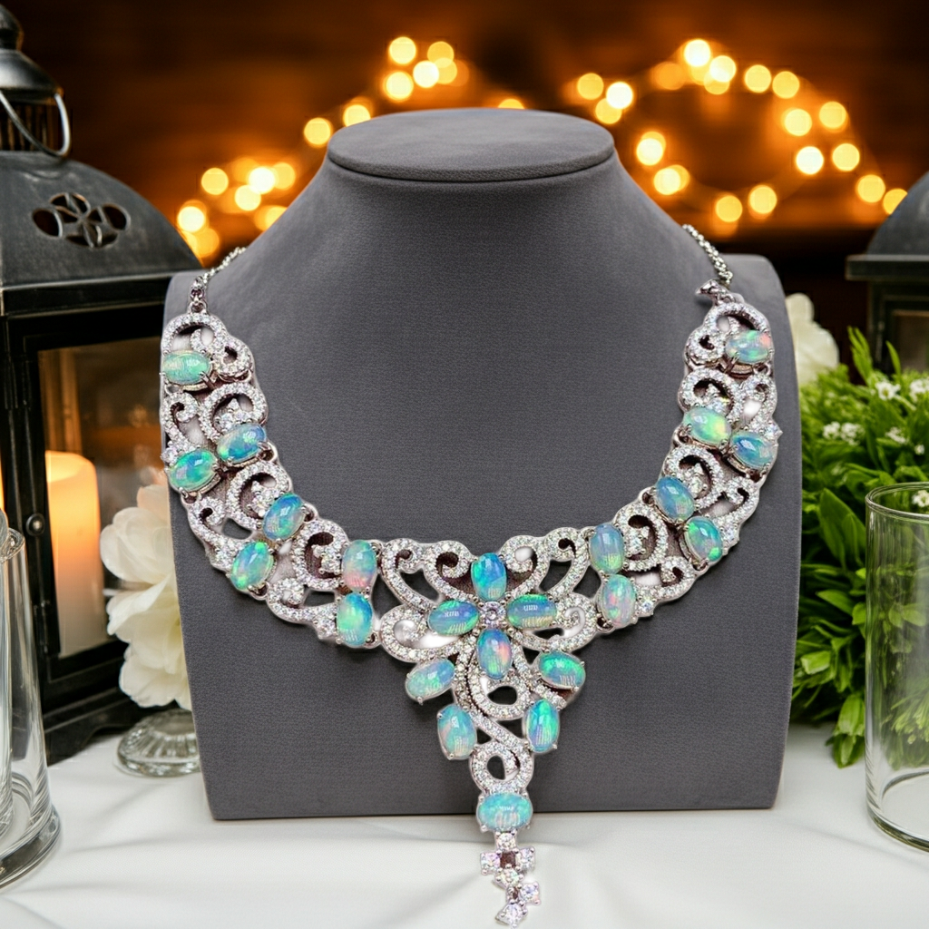 Australian White Opal Statement Necklace, Women's White Opal Statement Necklace