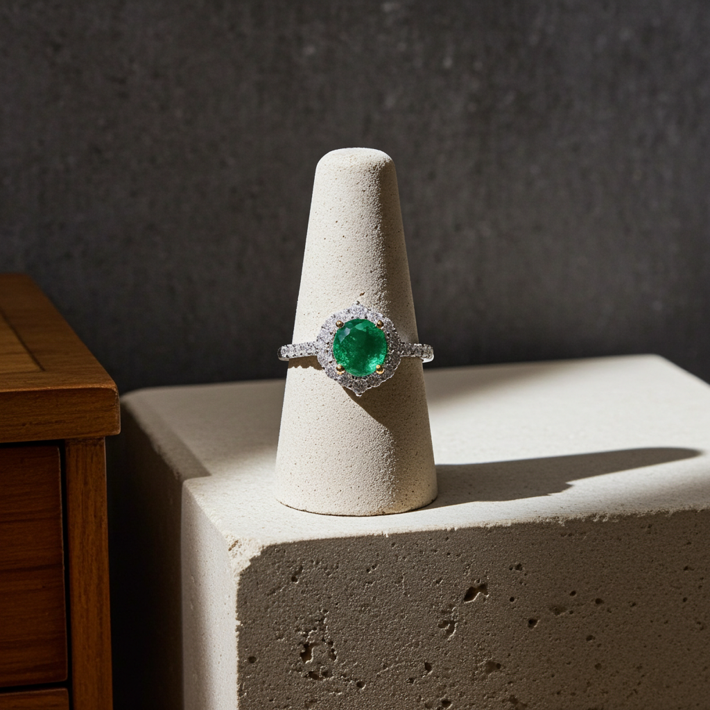 Grade AAA Natural Emerald Ring 4x6mm Platinum Plated, Colombian Emerald Ring