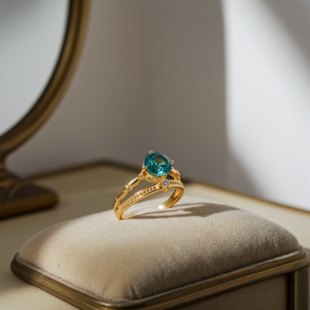 VVS1 1 CT Green Moissanite Ring Round Brilliant Cut