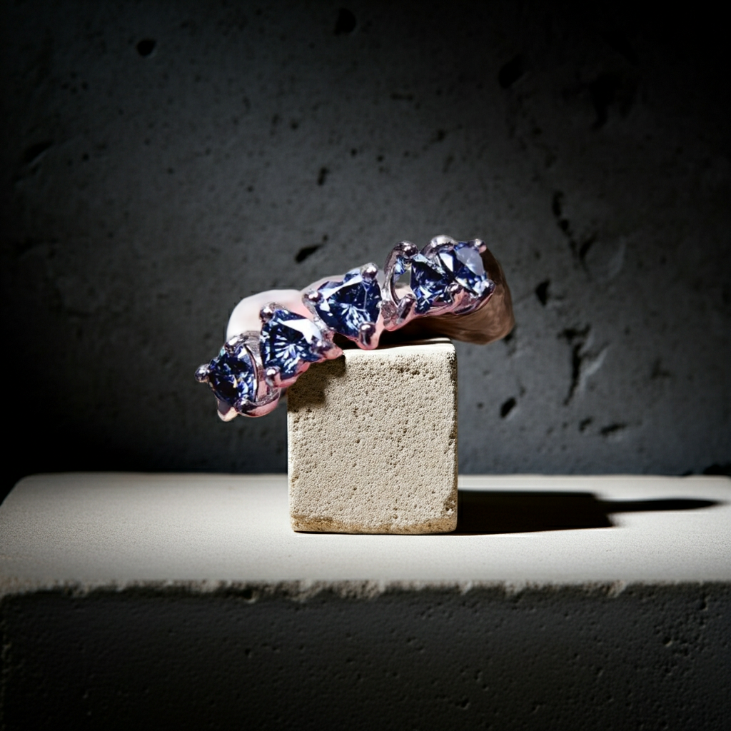 VVS1 Gray Moissanite Heart Ring, Women's Moissanite Band Ring Sterling Silver