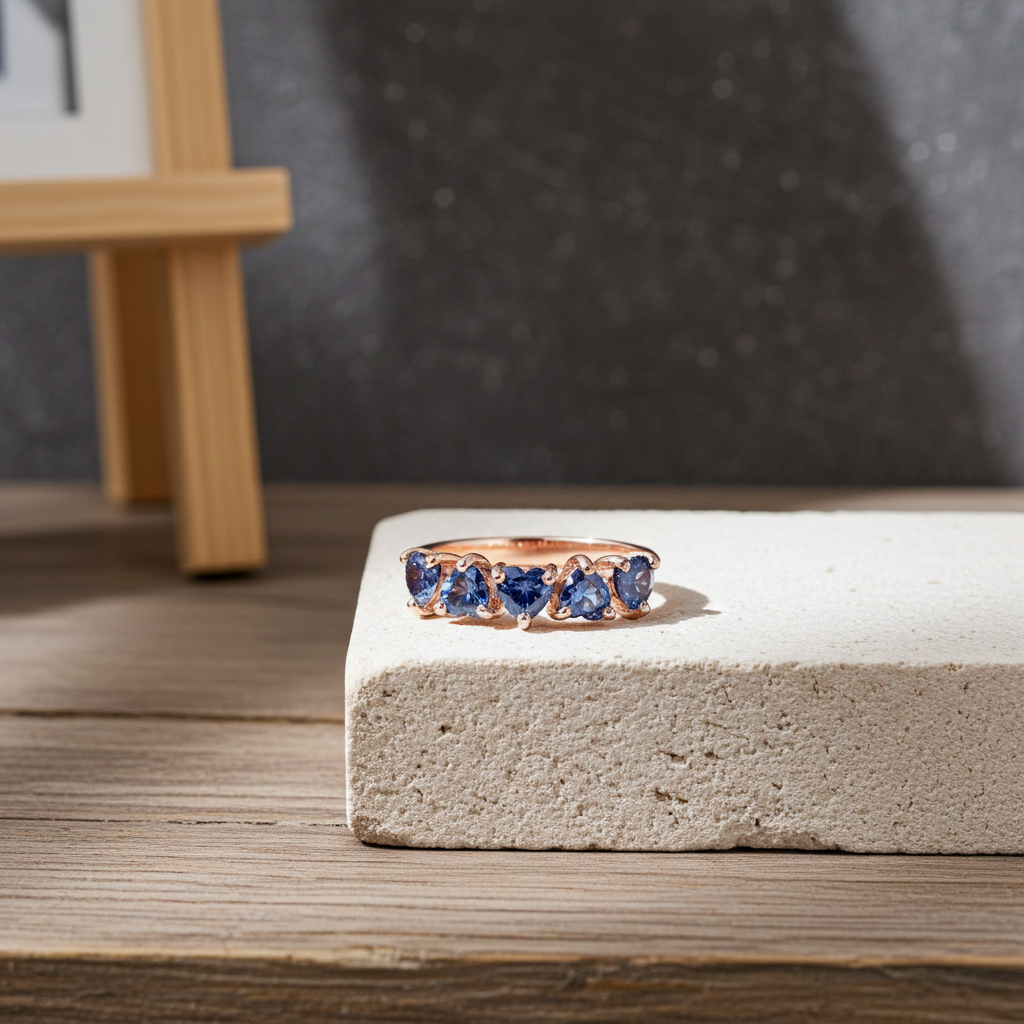 VVS1 Gray Moissanite Heart Ring, Women's Moissanite Band Ring Sterling Silver