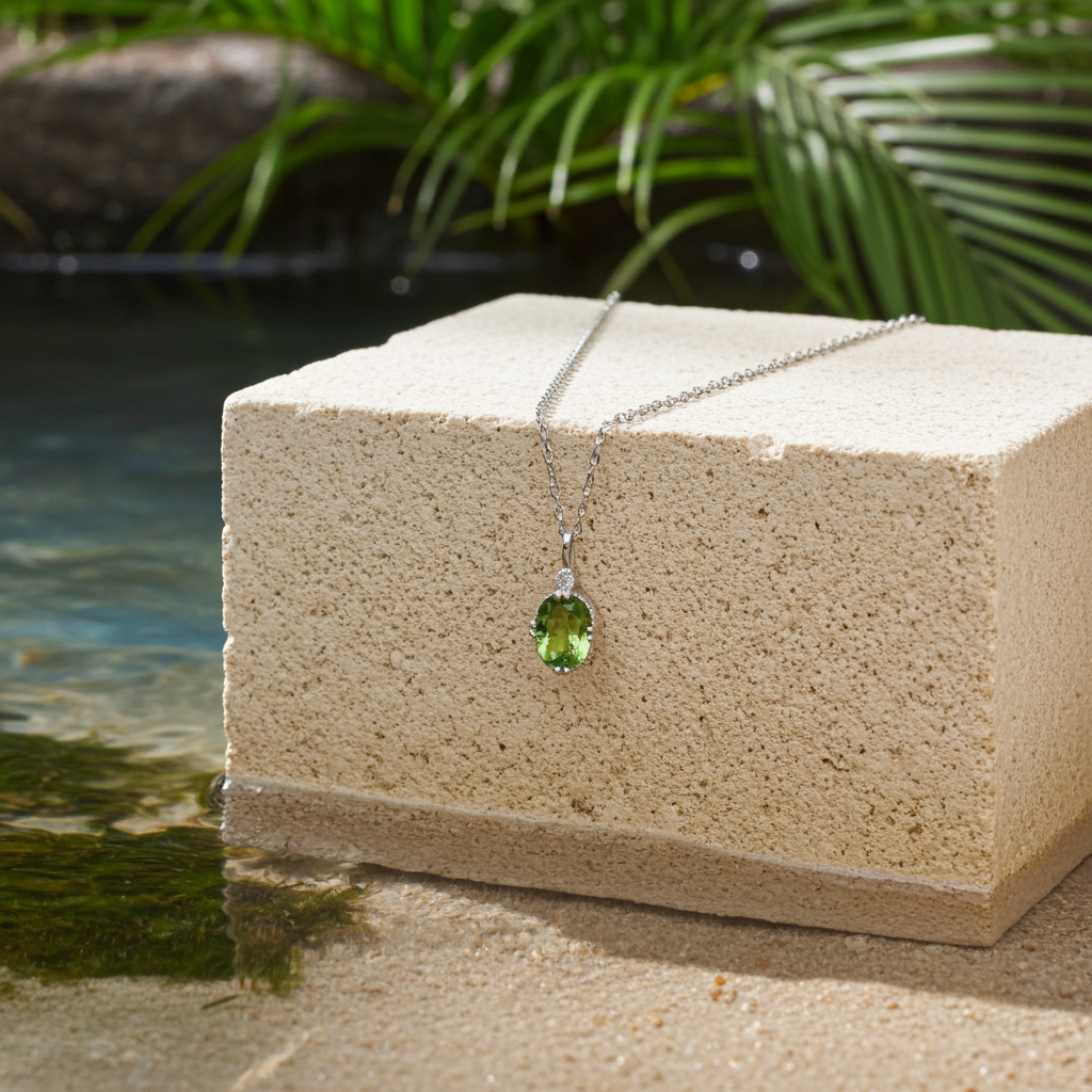 1.25 Carat Peridot Pendant Necklace, August Birthstone Peridot