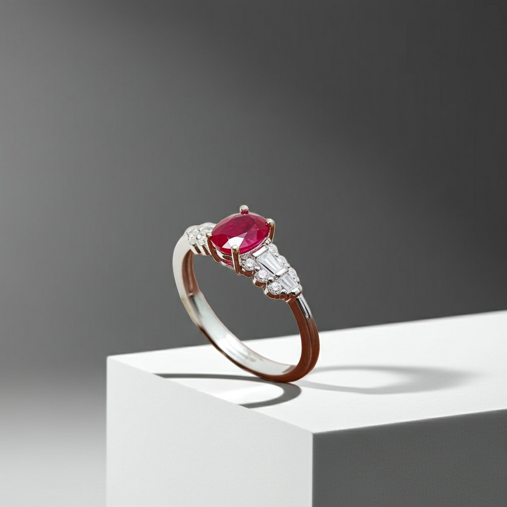 Dainty Ruby Ring 3x4mm Natural Burma Ruby