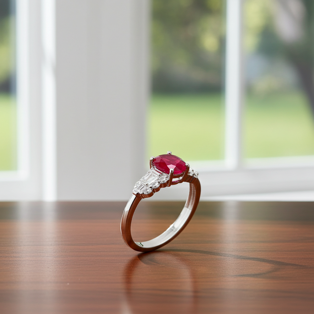 Dainty Ruby Ring 3x4mm Natural Burma Ruby