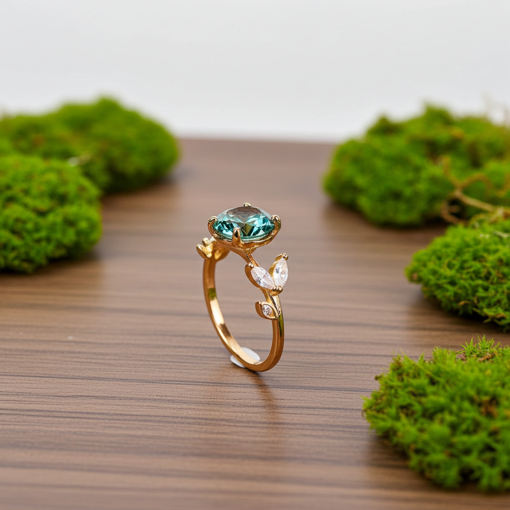 VVS1 2 CT Green Moissanite Ring 8mm