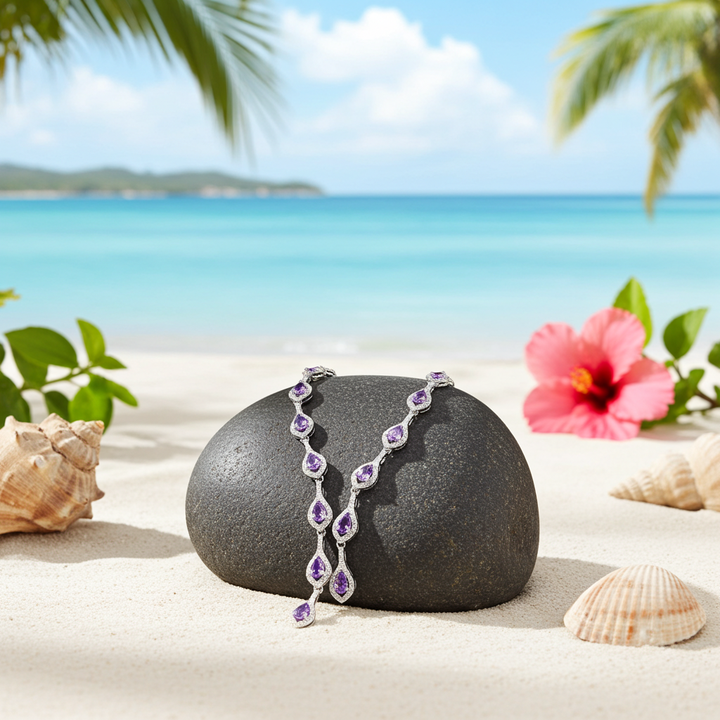 Natural Amethyst Gemstone Clavicle Necklace 925 Sterling Silver