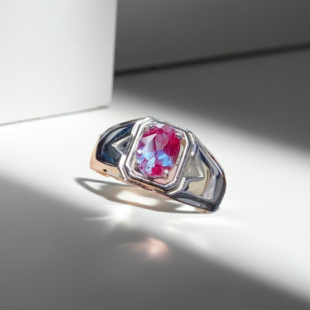 Mens Color Changing Lab Alexandrite Ring 6x8mm Oval Cut