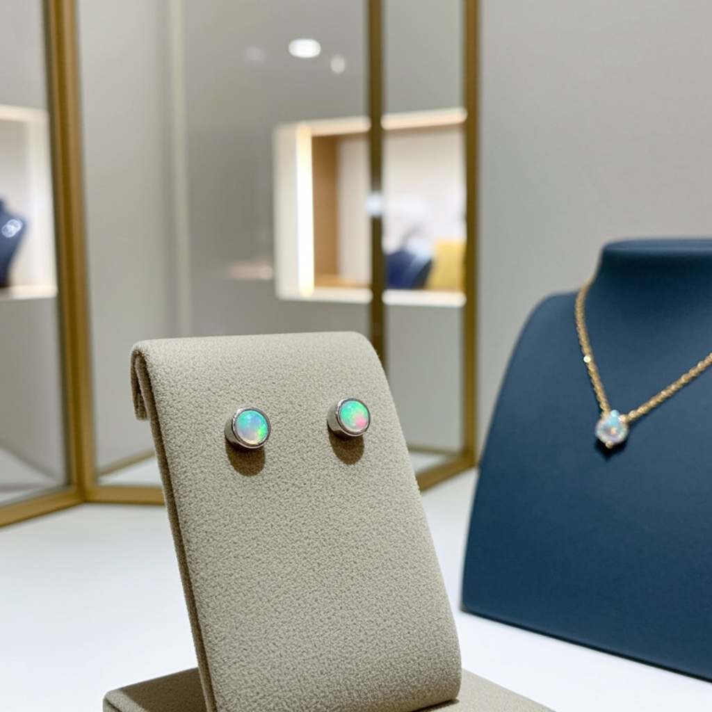 Australian Opal Bezel Set Stud Earrings 5mm 925 Sterling Silver