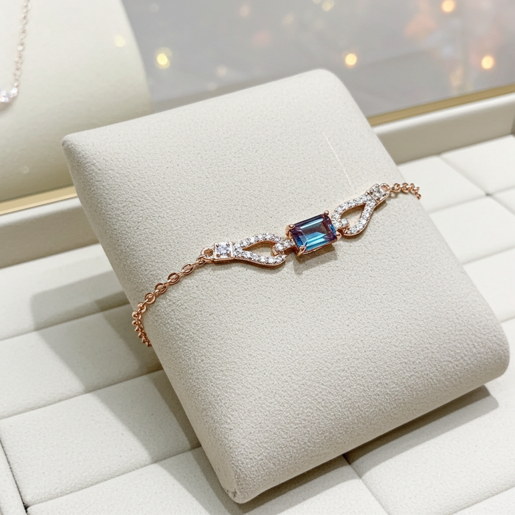 Dainty Emerald Cut Alexandrite Bracelet 4x6mm