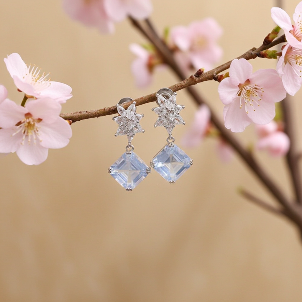 Lavender Amethyst Dangle Earrings 10mm Platinum Plated