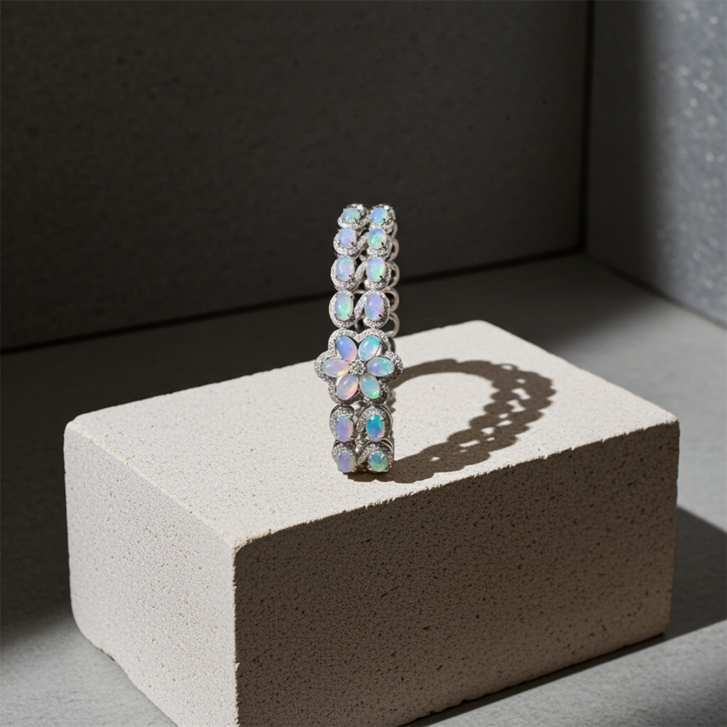 Australian Fire Opal Double Layer Tennis Bracelet