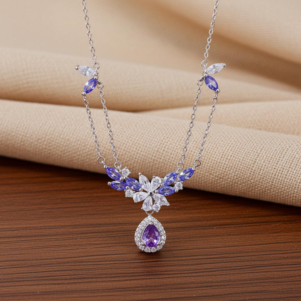 Purple Tanzanite and Amethyst Statement Necklace