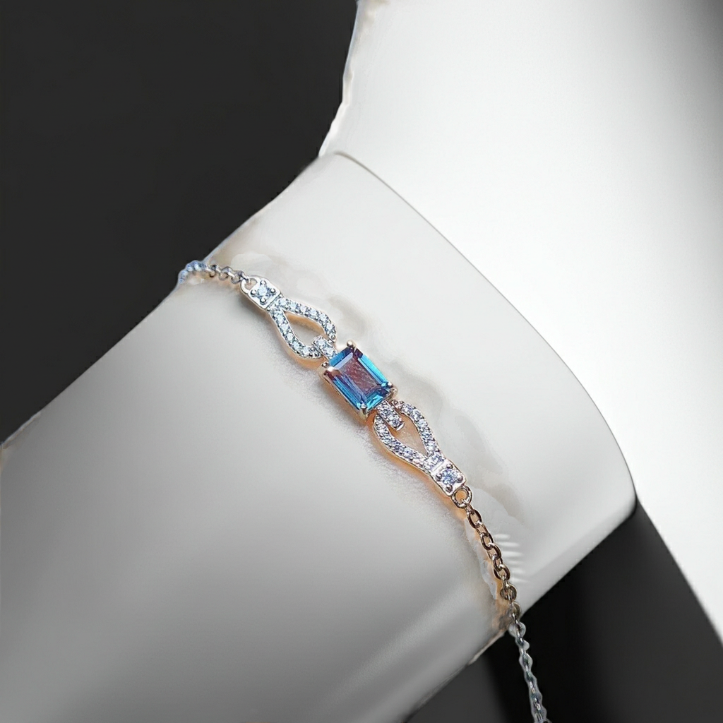 Dainty Emerald Cut Alexandrite Bracelet 4x6mm