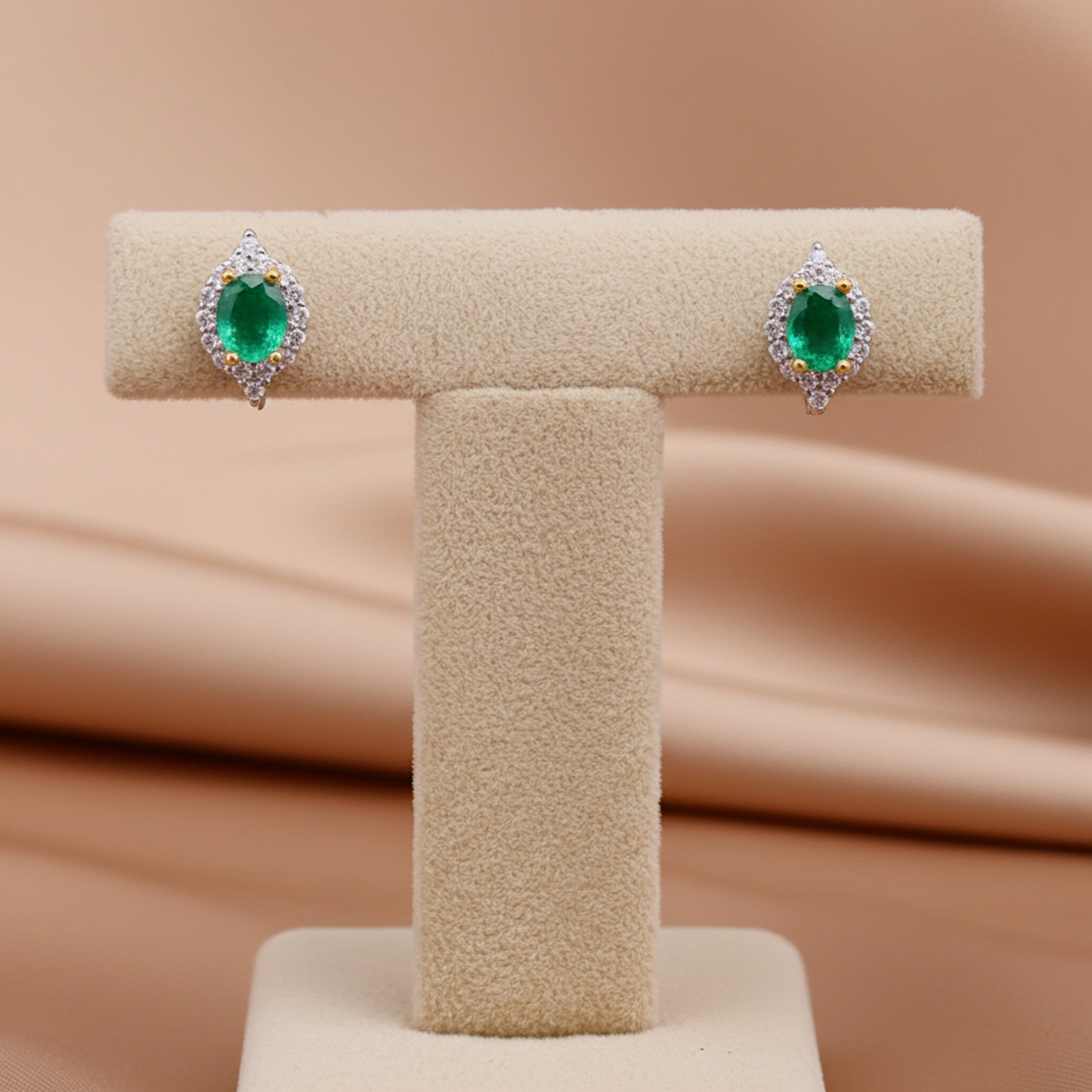 Colombian Emerald Oval Cut Stud Earrings 4x5mm