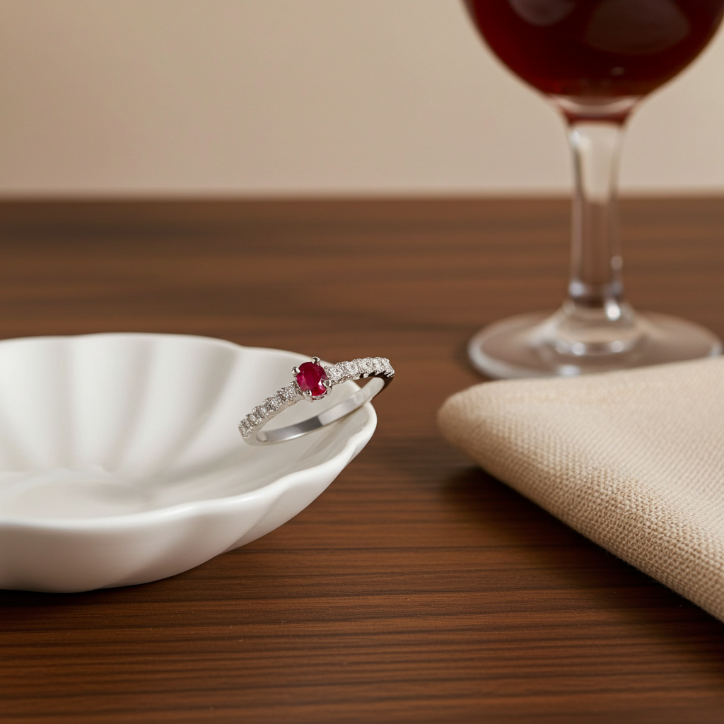 Dainty Ruby Gemstone Ring 3x4mm, July Birthstone Ruby Jewelry