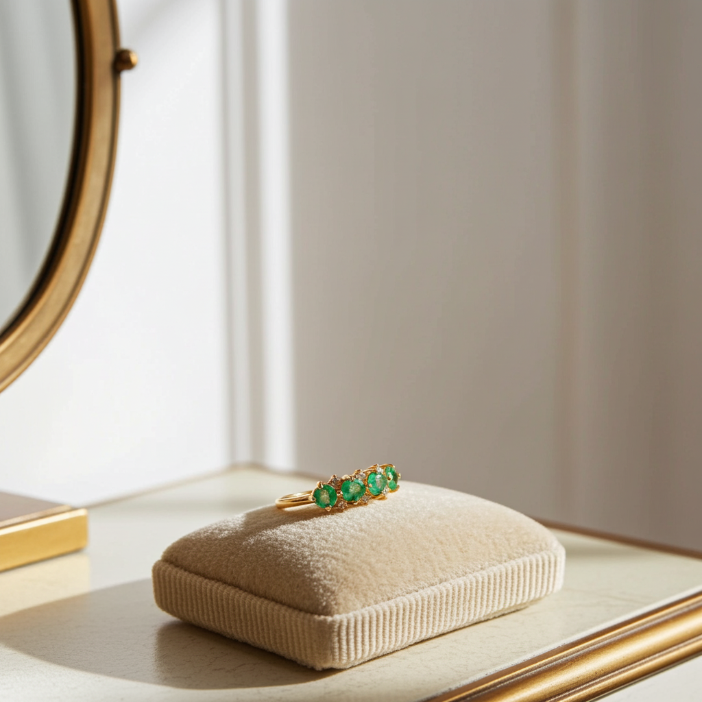 Colombian Emerald Band Ring 3x4mm, Natural Emerald Band Ring Sterling Silver