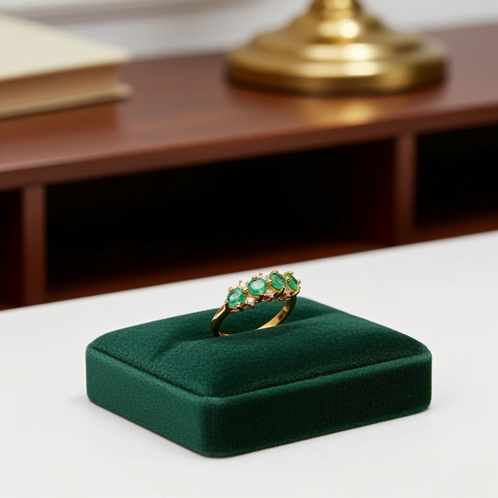 Colombian Emerald Band Ring 3x4mm, Natural Emerald Band Ring Sterling Silver