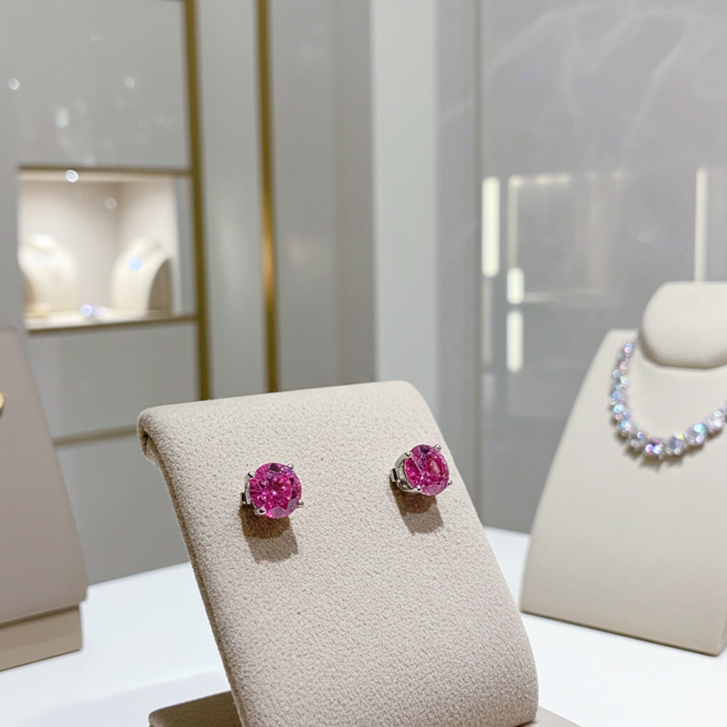 VVS1 1 CT Pink Moissanite Earrings 925 Sterling Silver