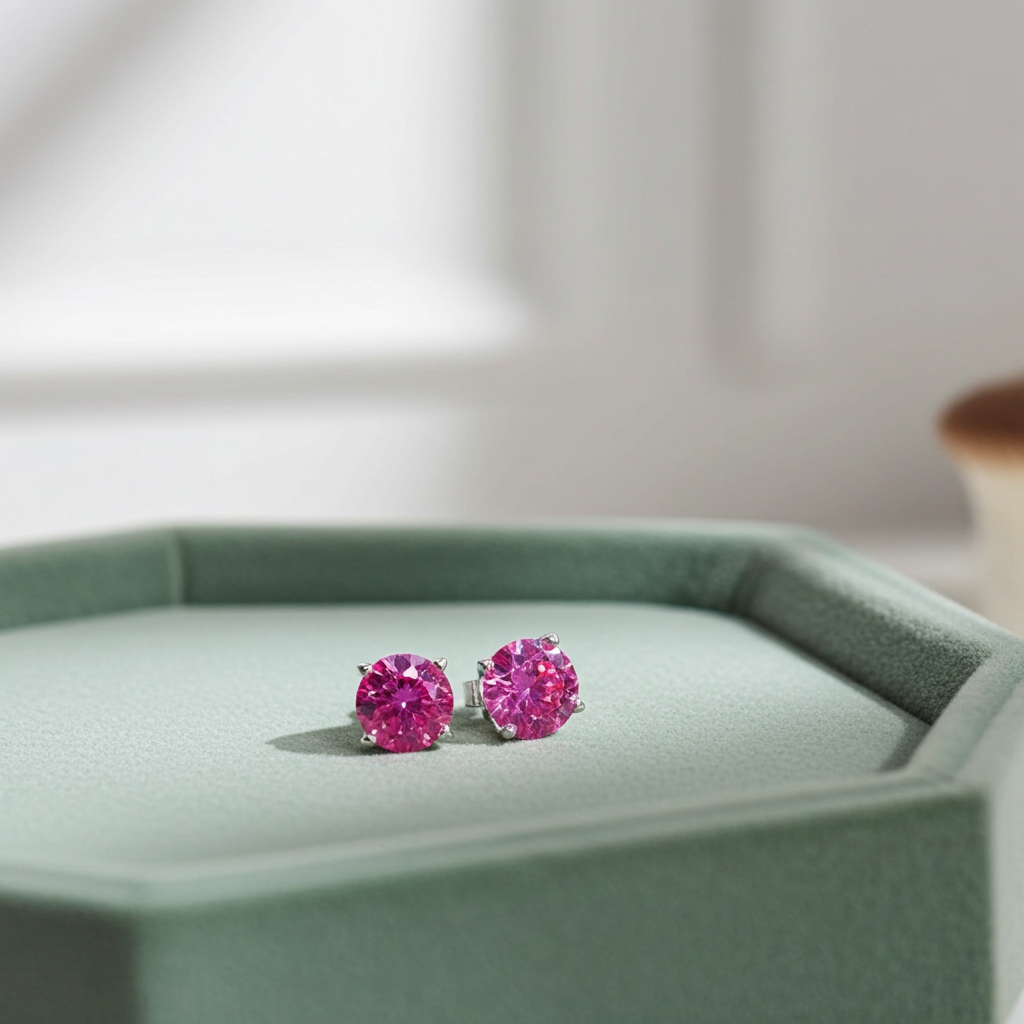 VVS1 1 CT Pink Moissanite Earrings 925 Sterling Silver