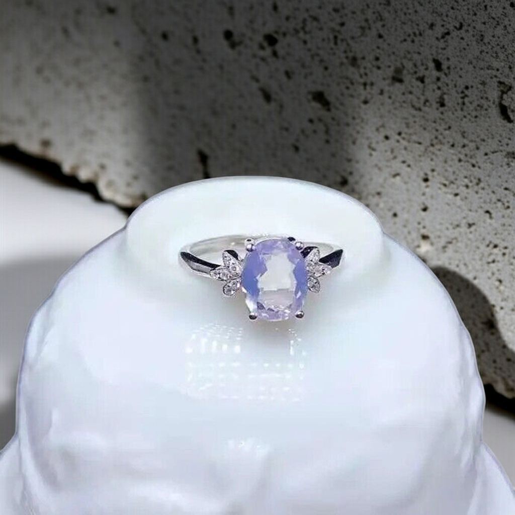 Lavender Amethyst Jewelry Set Ring and Pendant