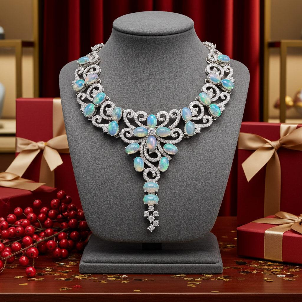Australian White Opal Statement Necklace, Women's White Opal Statement Necklace