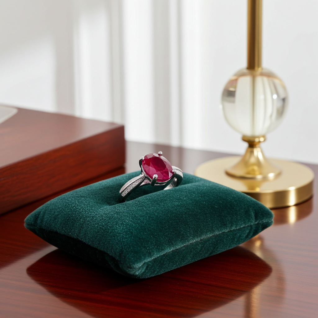2CT Natural Ruby Ring, Women's Ring Ring Sterling Silver 7x9mm