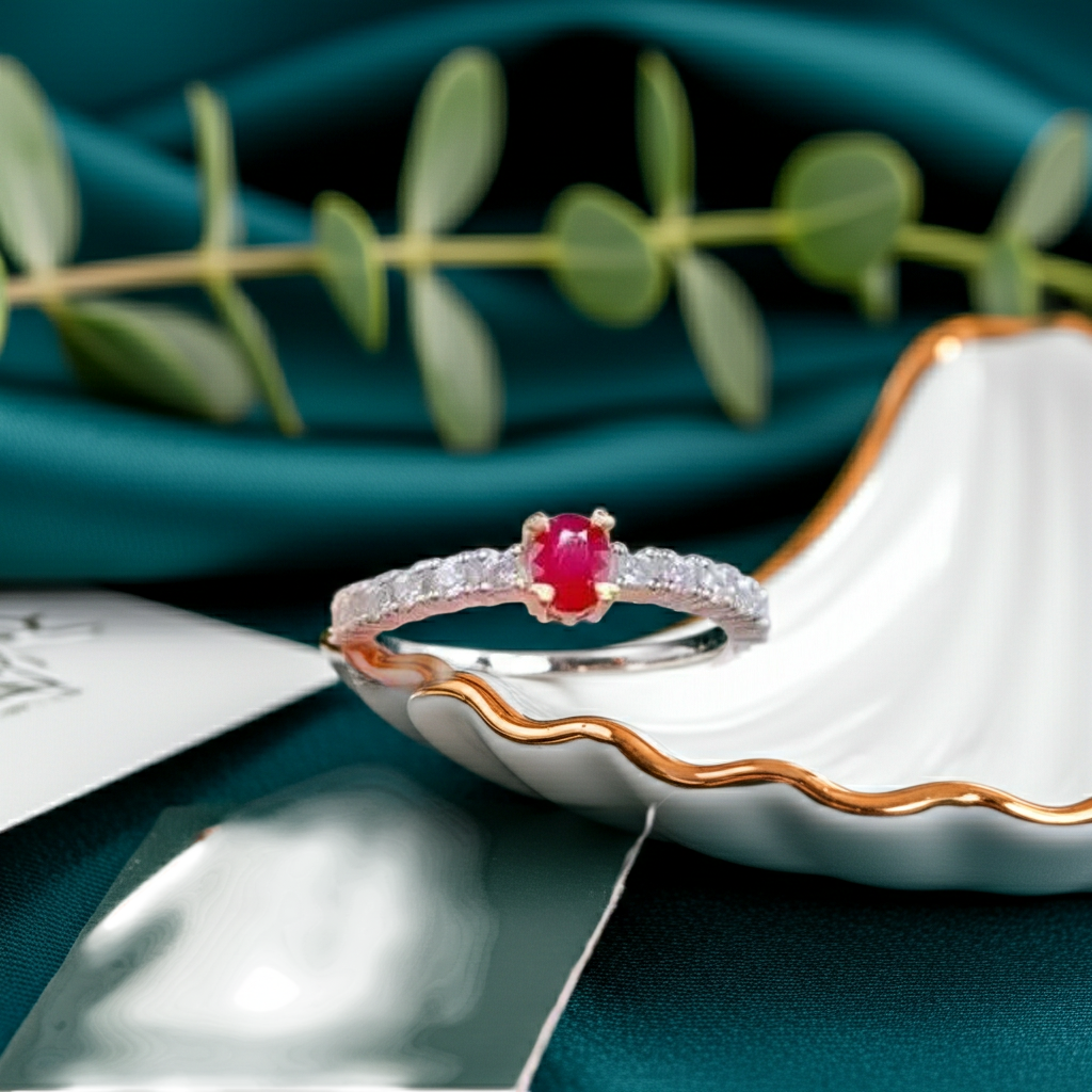 Dainty Ruby Gemstone Ring 3x4mm, July Birthstone Ruby Jewelry