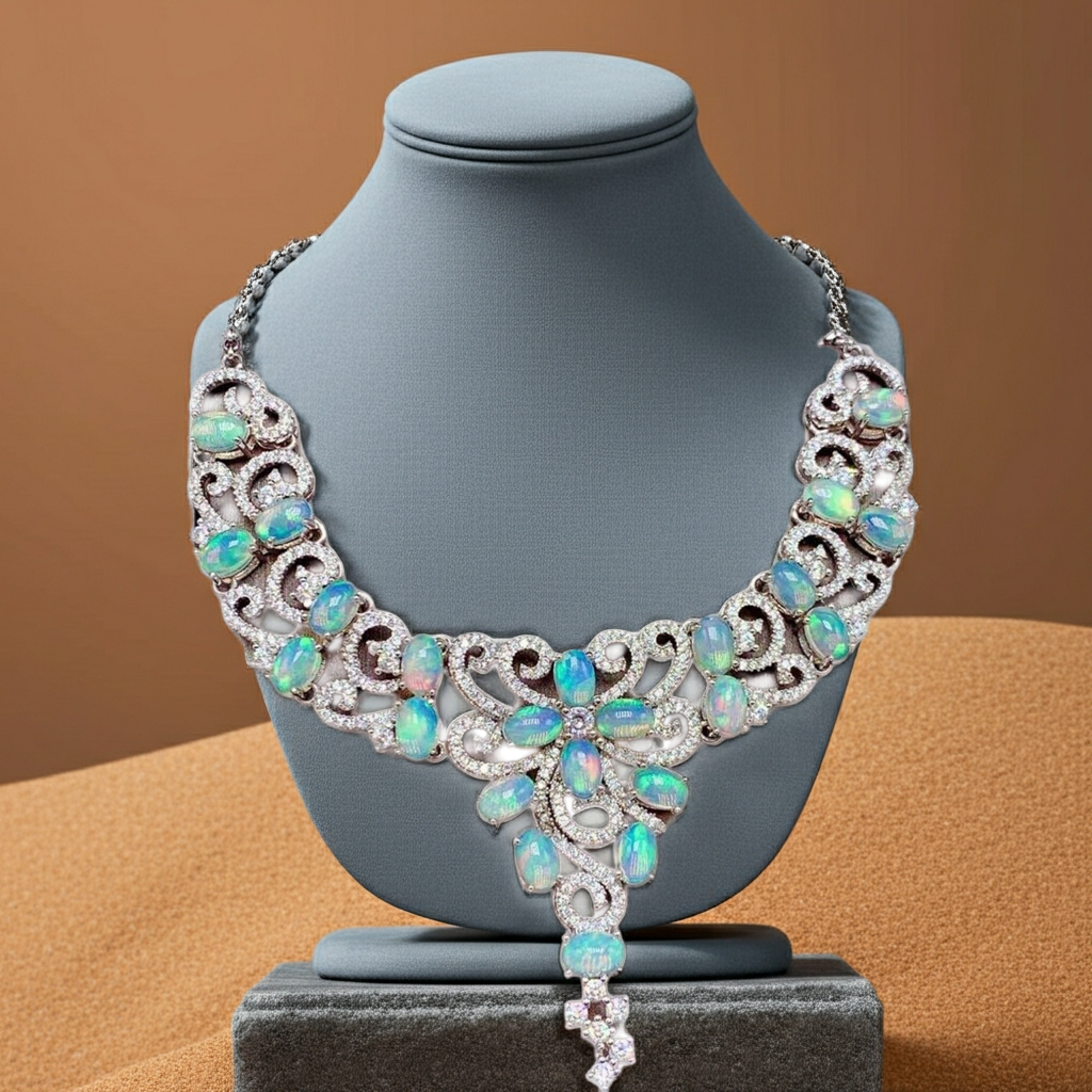 Australian White Opal Statement Necklace, Women's White Opal Statement Necklace