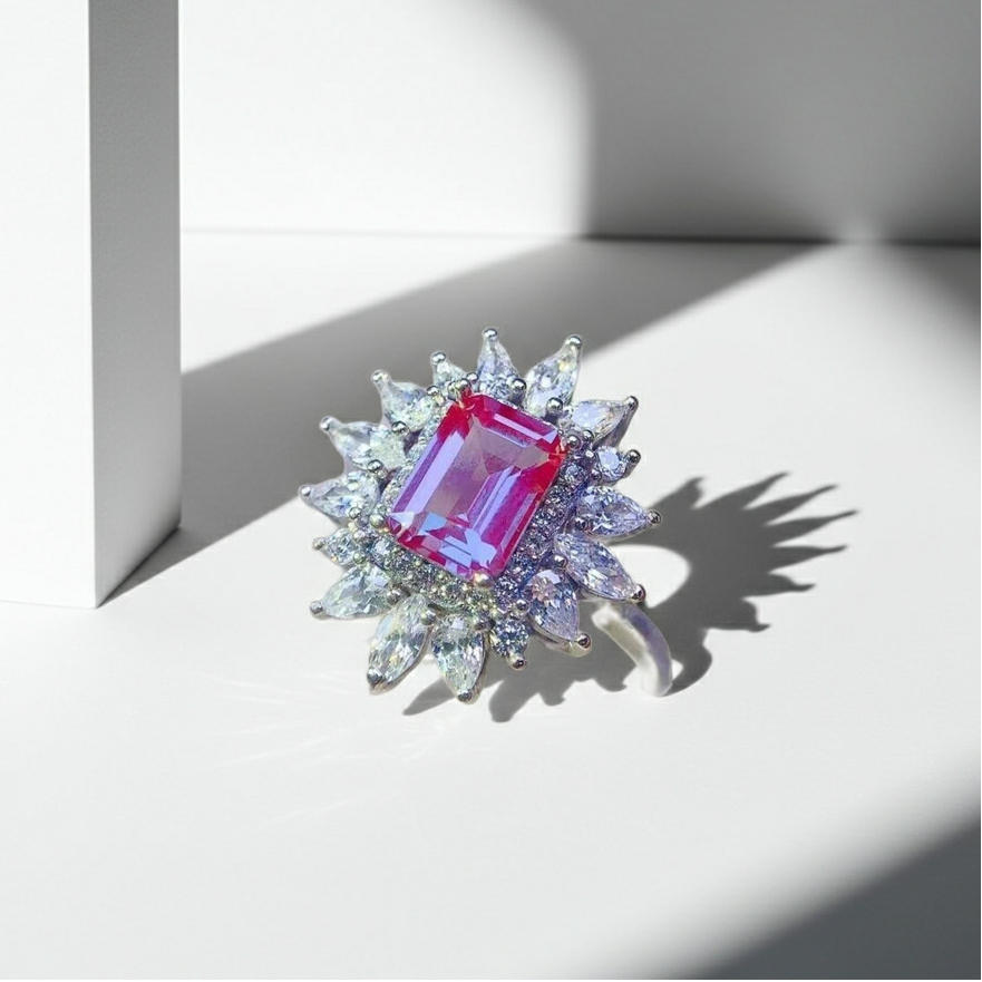 Color Changing Lab Alexandrite Ring 5x7mm