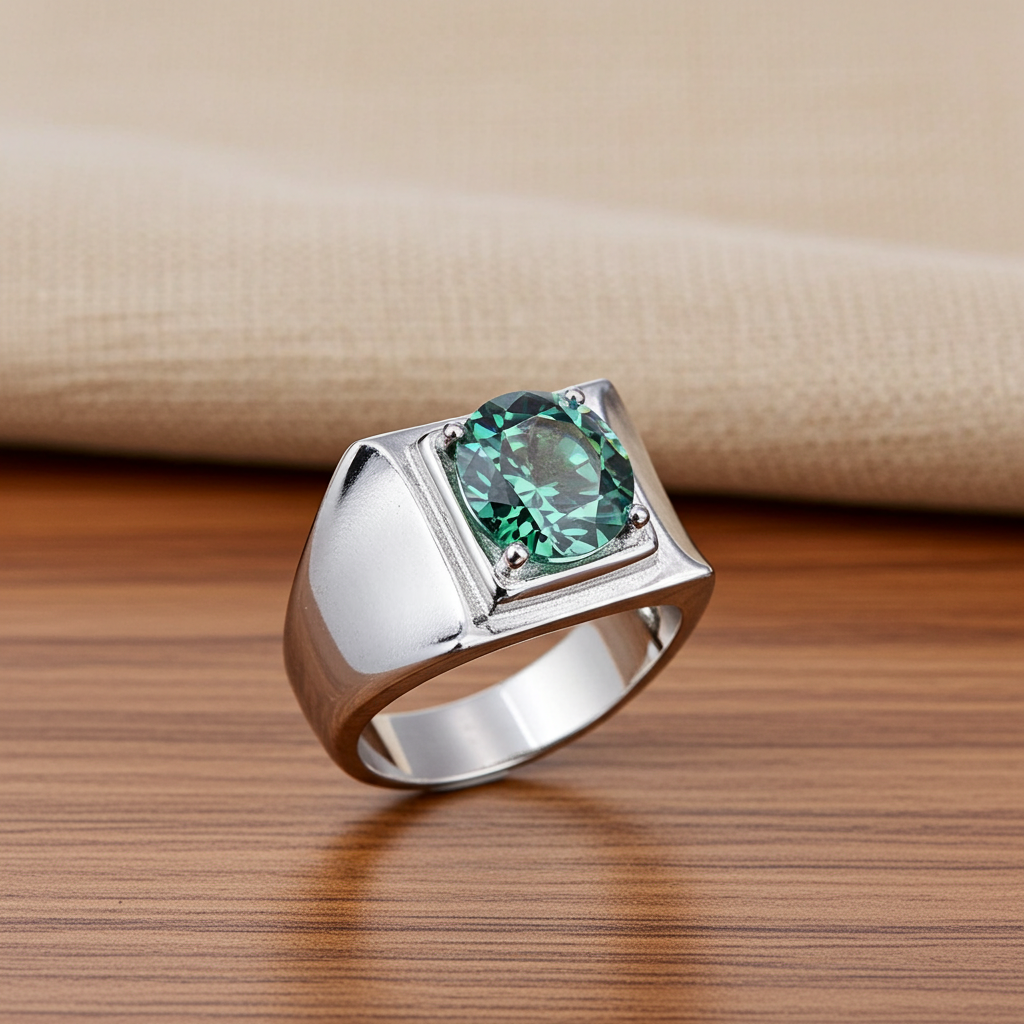 Men's Moissanite Ring 2 CT VVS1 Round Brilliant Cut Sterling Silver