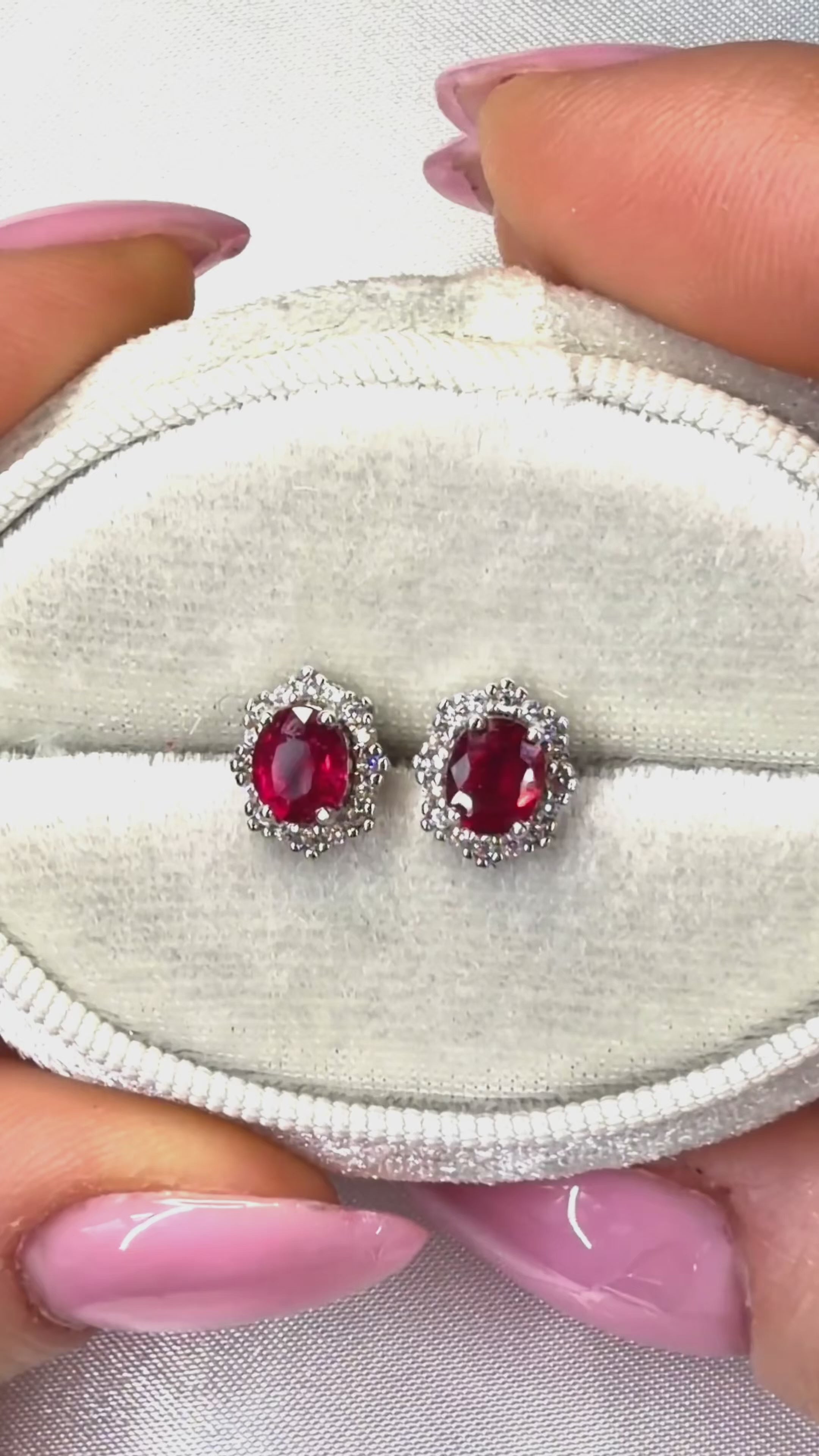January Birthstone Ruby Stud Earrings 4x5mm