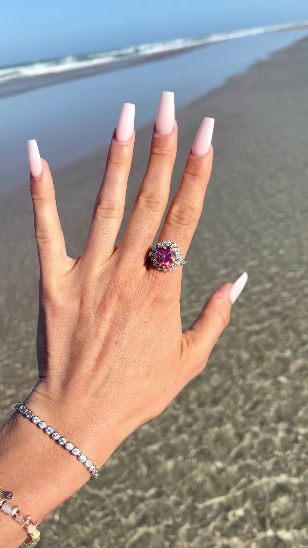 5CT VVS1 Round Brilliant Cut Peach Moissanite Ring