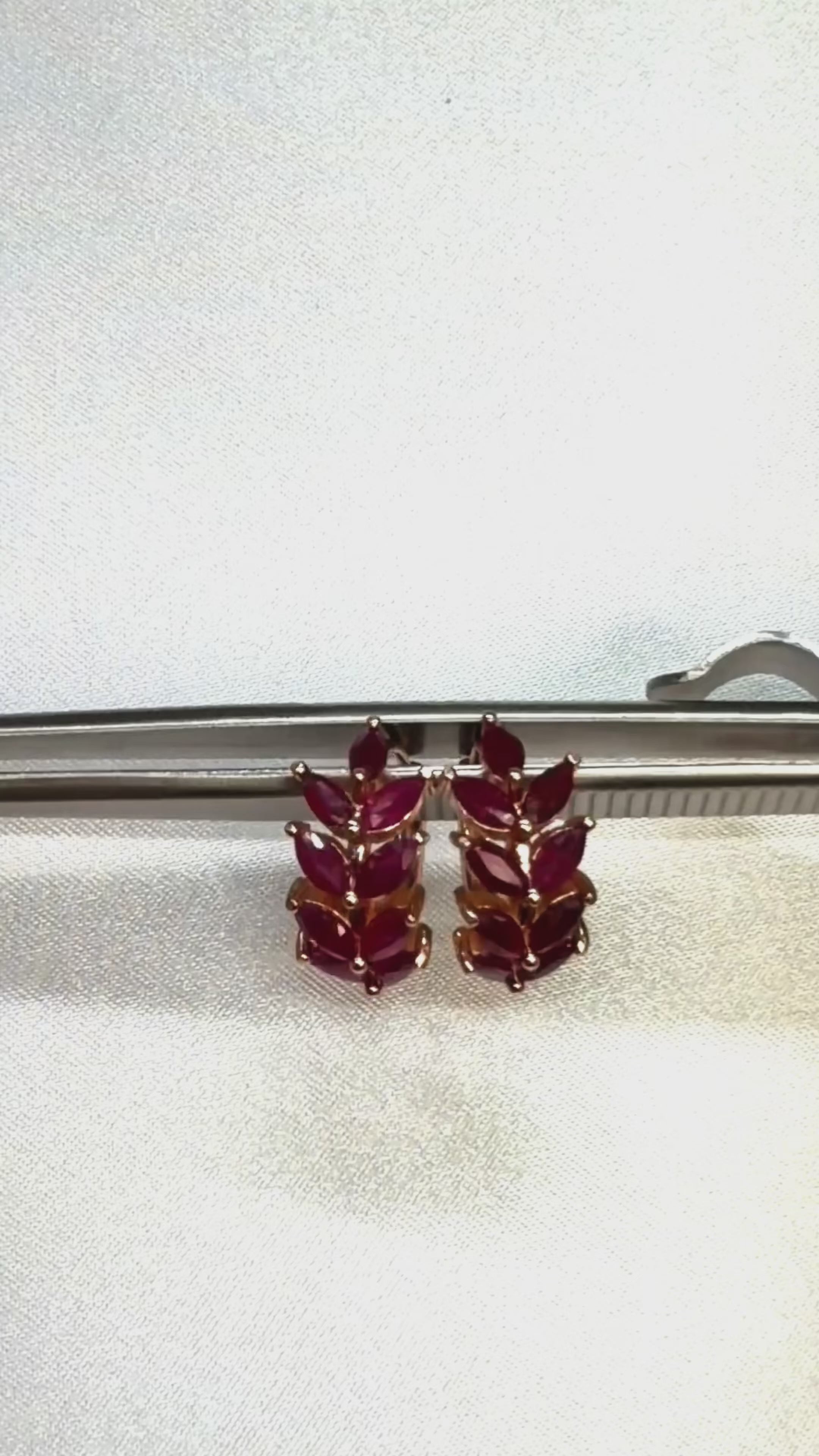 Marquise Cut Ruby Hoop Earrings, Natural Ruby Hoop Earrings