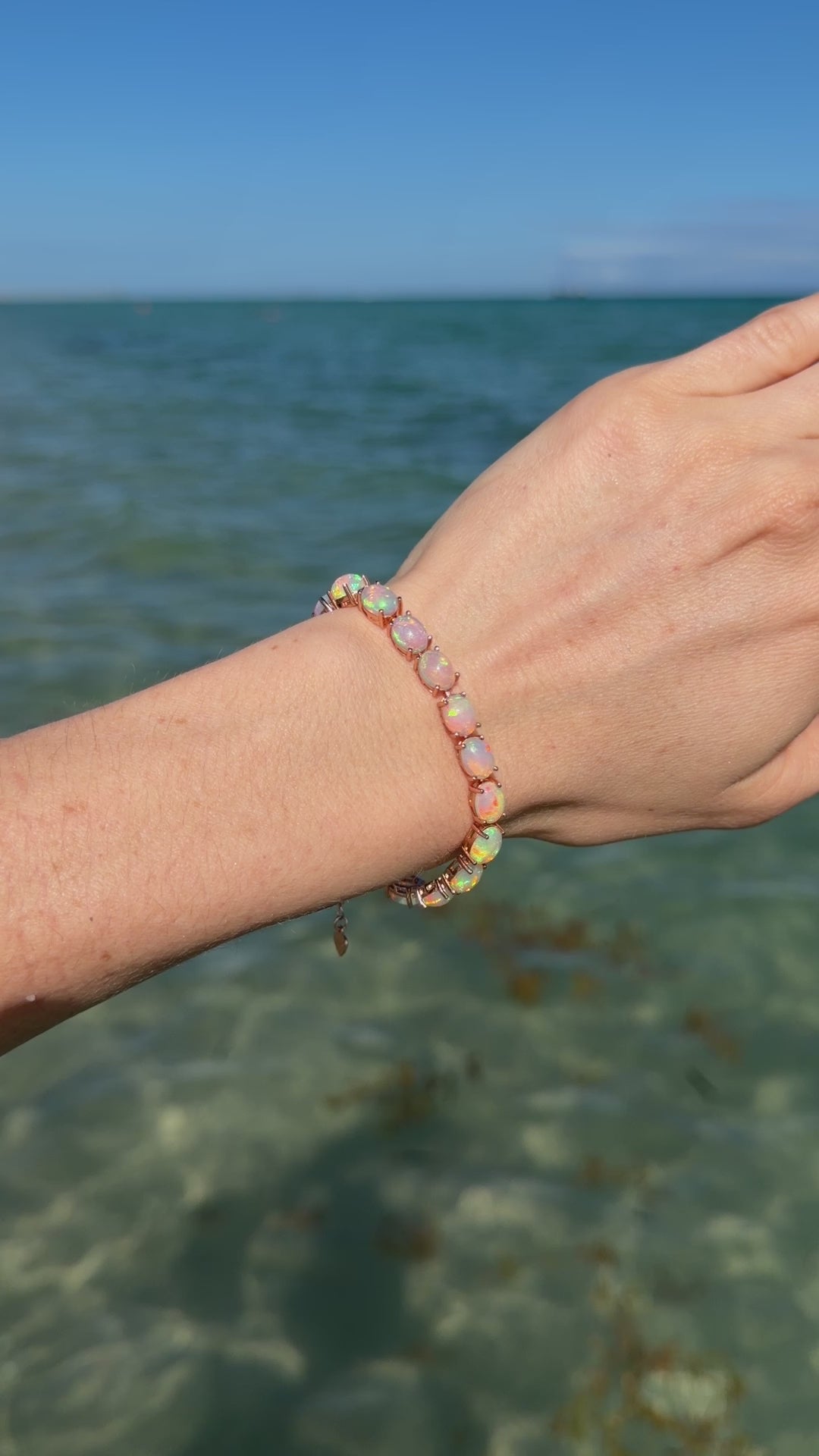 Fire Opal Bracelet, Natural Australian Fire Opal Tennis Bracelet Sterling Silver