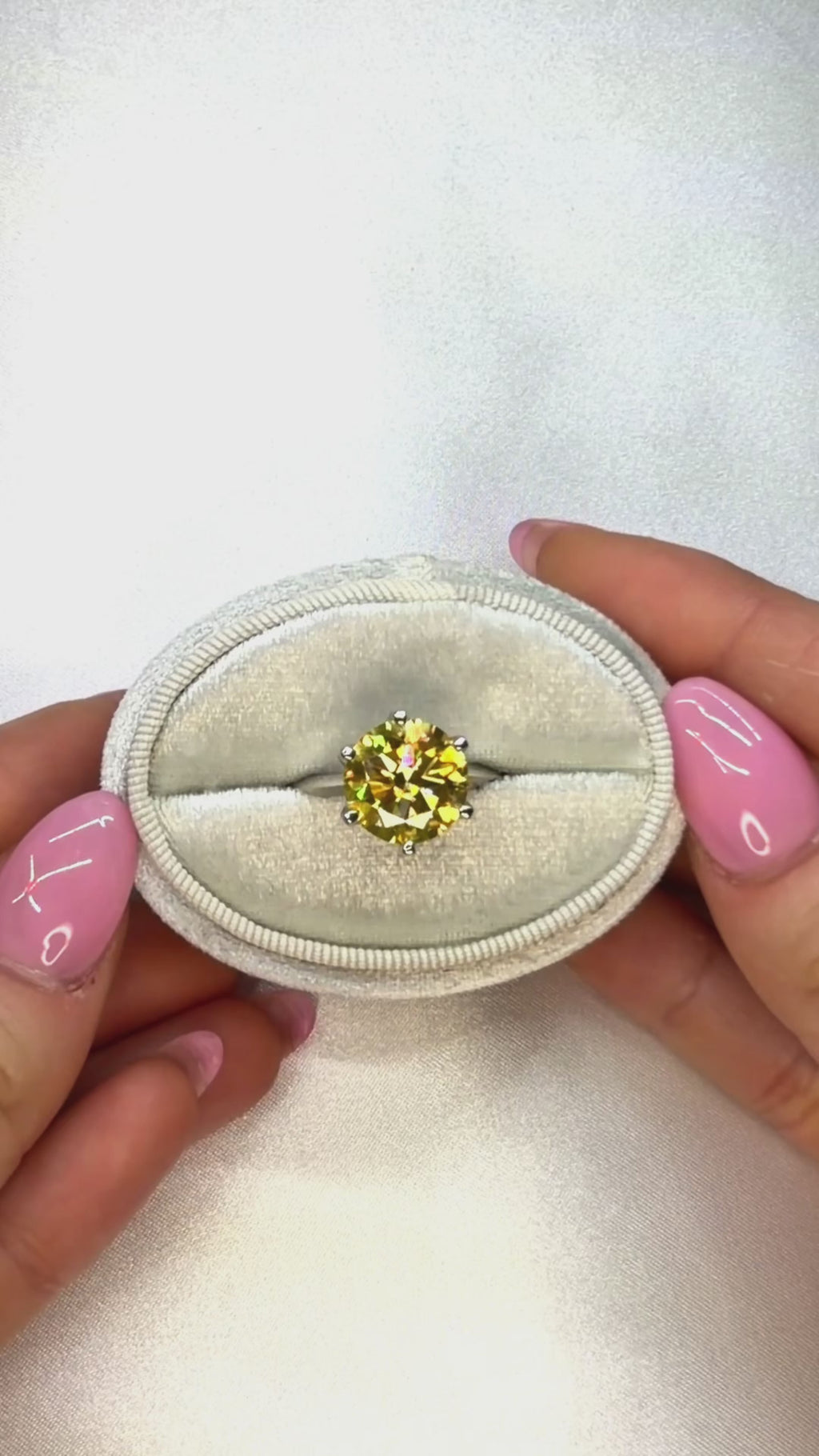 5 Carat Round Cut Yellow Moissanite Ring, 925 Sterling Silver Moissanite Ring