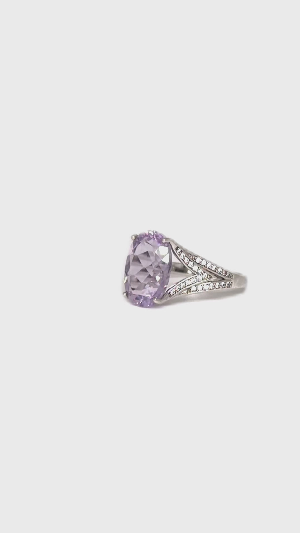 Lavender Amethyst Oval Cut Statement Ring 10x14mm