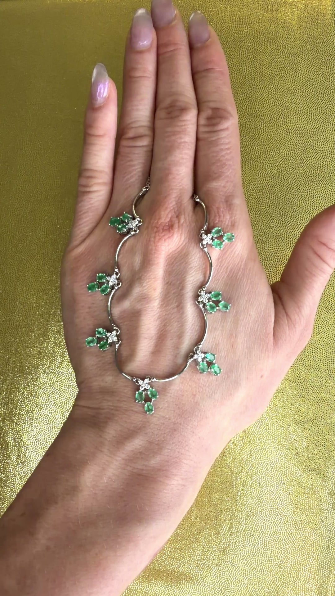 Natural Emerald Scallop Charm Necklace 3x4mm