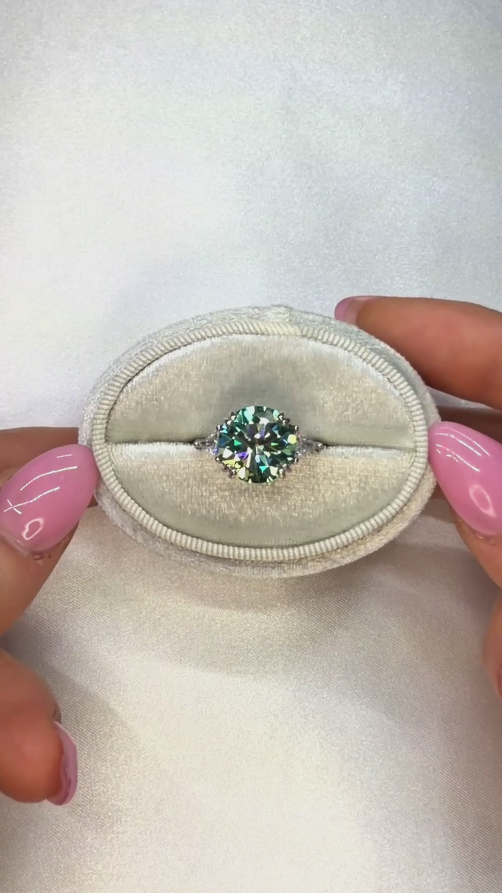 VVS1 5 Carat Green Moissanite Cocktail Ring Platinum Plated