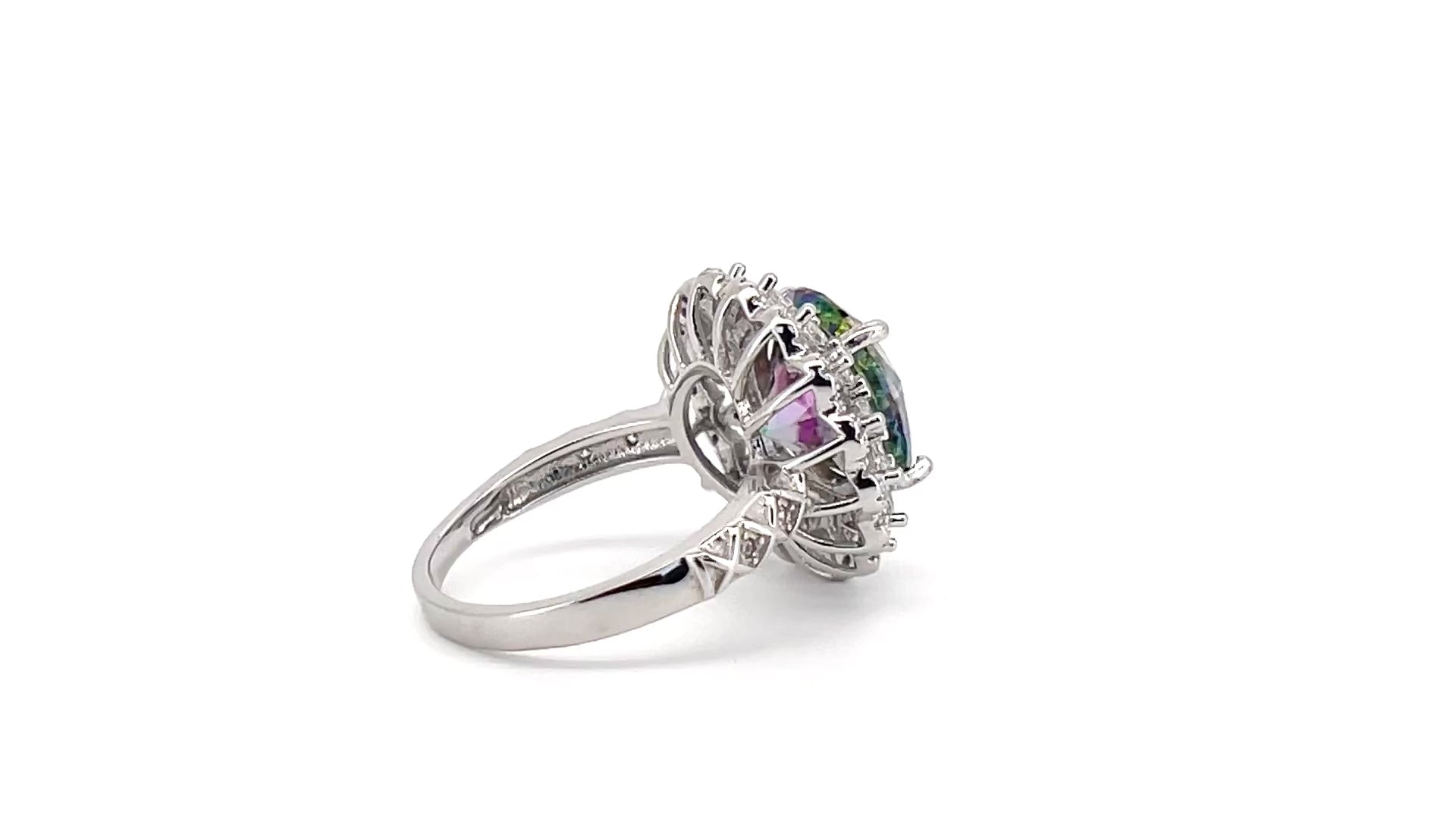 5CT VVS1 Round Brilliant Cut Black Rainbow Moissanite Ring 11mm