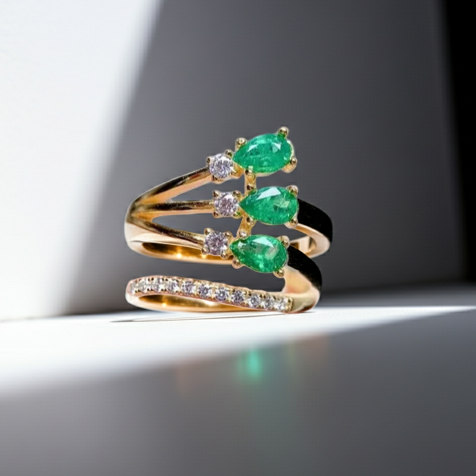 Natural Emerald Ring Sterling Silver 3x5mm, Women's Colombian Emerald Ring's