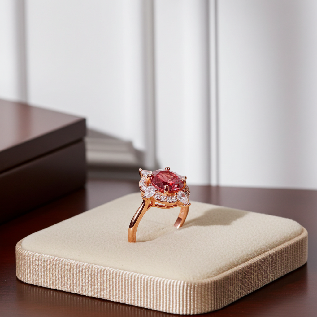 VVS1 Round Brilliant Cut 1 CT Red Moissanite Ring 6.5mm