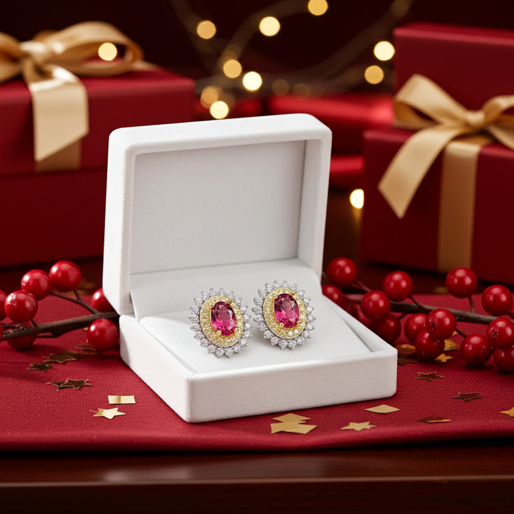 Natural Pink Tourmaline 4x6mm Stud Earrings 925 Sterling