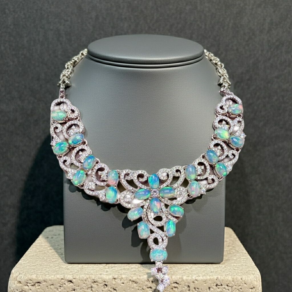 Australian White Opal Statement Necklace, Women's White Opal Statement Necklace