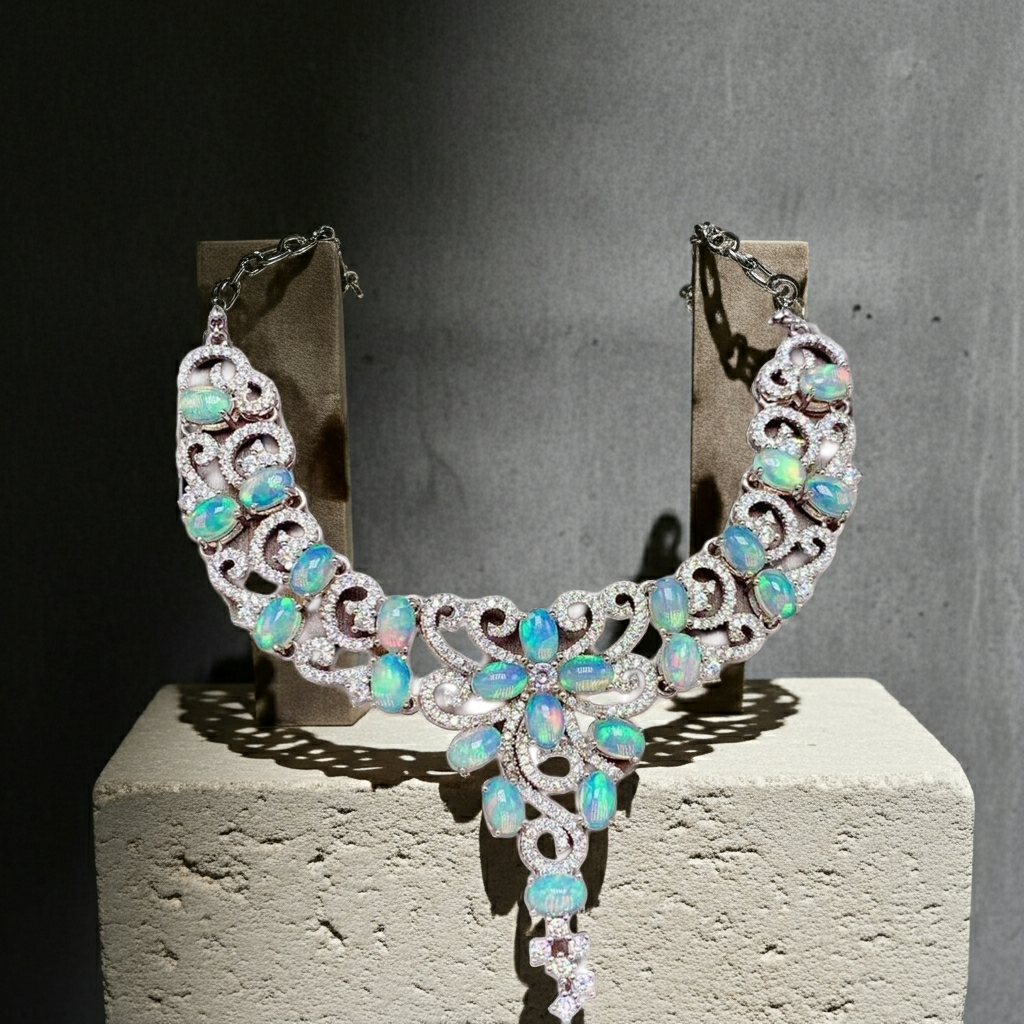 Australian White Opal Statement Necklace, Women's White Opal Statement Necklace