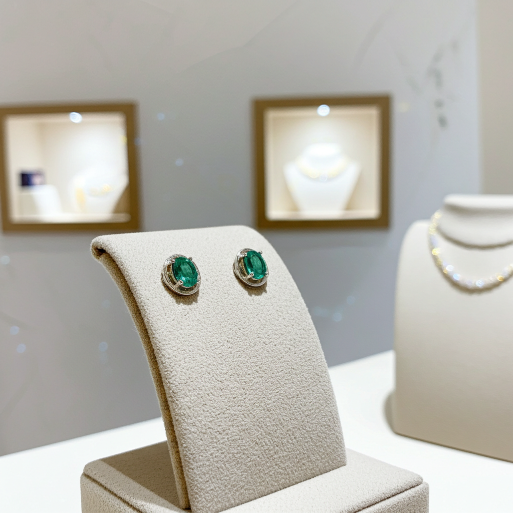 Colombian Emerald Stud Earrings 4x5mm 925 Sterling Silver