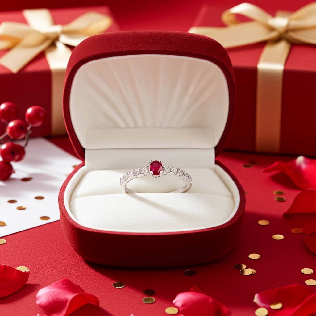 Dainty Ruby Gemstone Ring 3x4mm, July Birthstone Ruby Jewelry