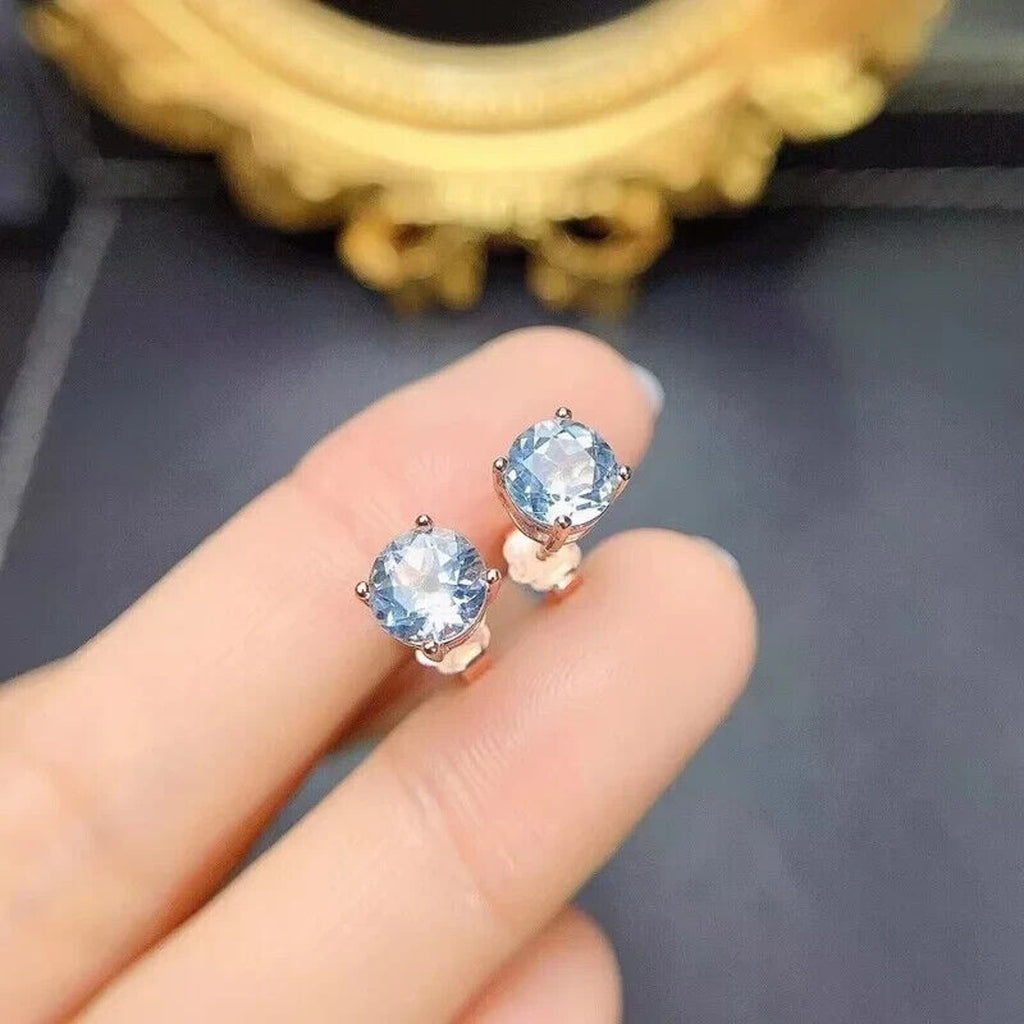 Natural Aquamarine Stud Earrings, Round Aquamarine Stud Earrings 6mm, Natural Aquamarine Gemstone Jewelry, Natural Aquamarine, VVS Grade Aquamarine, Women's Aquamarine Jewelry, Natural Aquamarine Jewelry, Gold Aquamarine Earrings, Sterling Silver Aquamarine Earrings, Women's Aquamarine Jewelry, Aquamarine Earrings, March Birthstone Aquamarine, Aquamarine Spiritual Properties, Aquamarine Gemstone Meaning, Aquamarine Gemstone Jewelry, Aquamarine Jewelry For Women